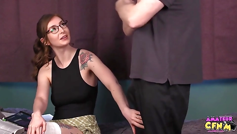 Mature woman takes a hot facial