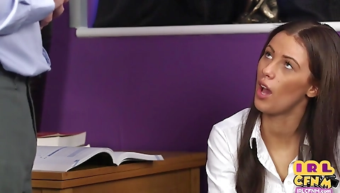 Hot milf gets fucked by three guys